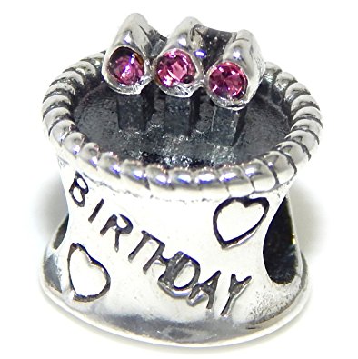 Chamilia Happy Birthday Cake With Red CZ Bead actual image