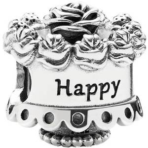 Chamilia Word HAPPY Written on Birthday Cake Charm actual image