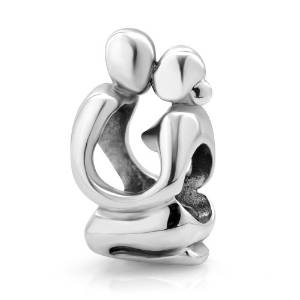 Kissing Couple Valentine Silver Pandora Bead actual image