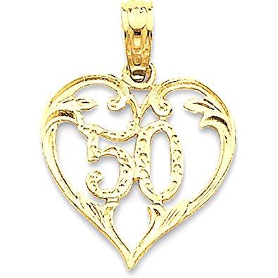 Number 50 Yellow Gold Pendant Charm actual image