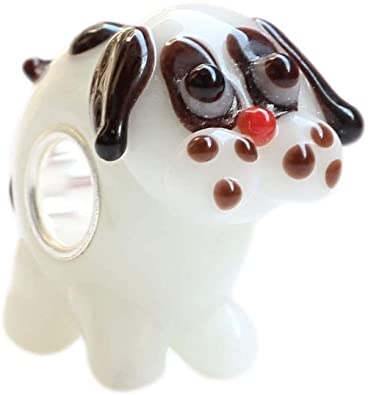 Pandora 3D Lampwork Puppy Dog Glass Charm actual image