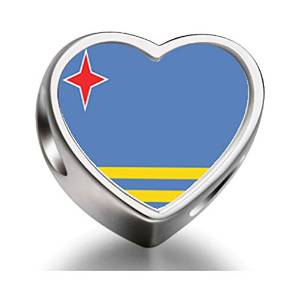 Pandora Aruba Flag Heart Photo Charm actual image