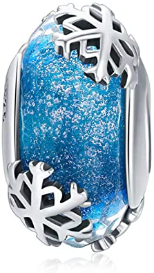 Pandora Baby Blue Flower Murano Glass Charm actual image