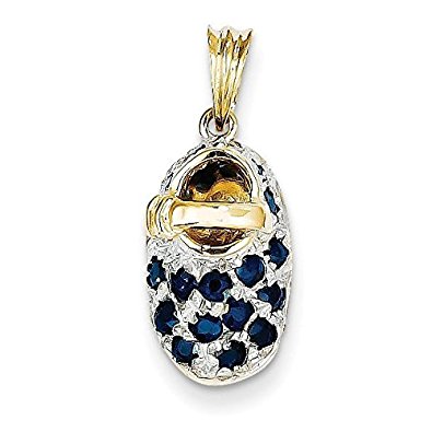Pandora Baby Shoe Charm With 14K Gold Sapphire and Diamond actual image