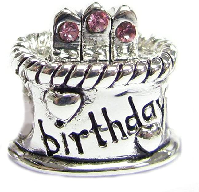 Pandora Birthday Cake Charm With October Birthstone actual image