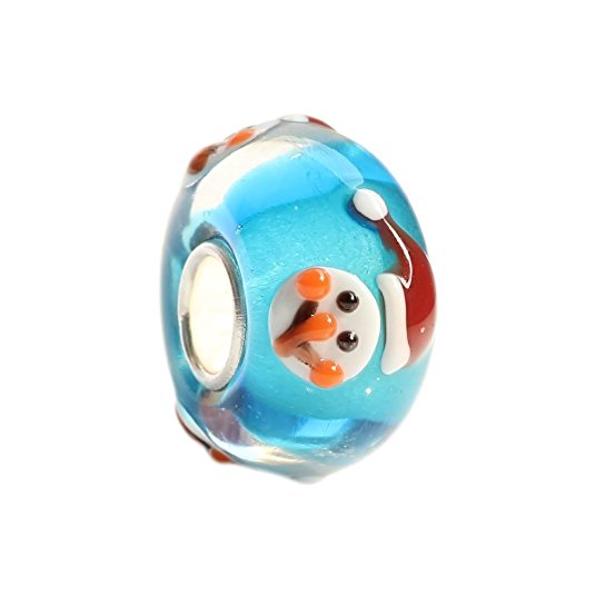 Pandora Christmas Snowman Glass Charm actual image