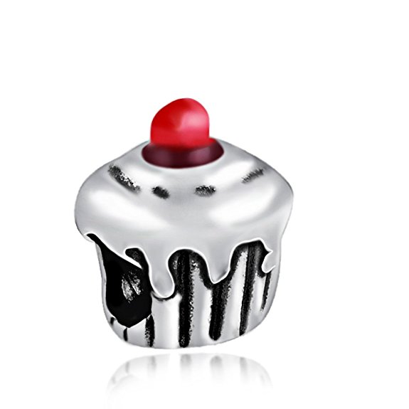 Pandora Cupcake With Red Enamel Silver Charm actual image