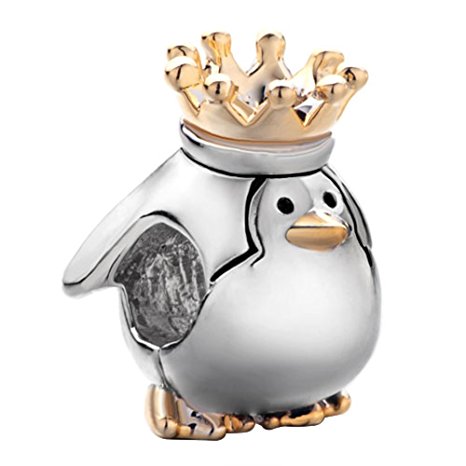 Pandora Cute Penguin King Crown Charm actual image