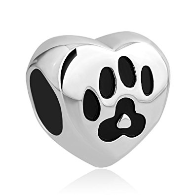 Pandora Dog Paw on Heart Charm actual image
