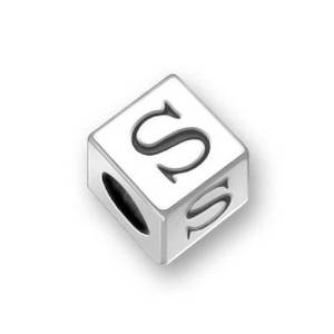 Pandora Engraved Letter S on Cube Dice Charm actual image