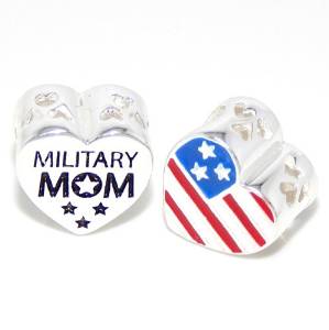 Pandora Engraved MILITARY MOM With USA Flag Charm actual image