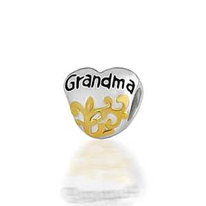 Pandora Floral Heart With Word GRANDMA Charm actual image