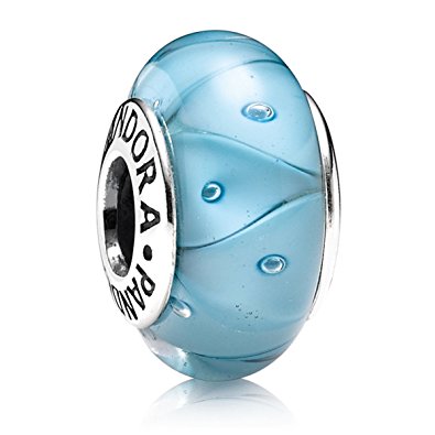 Pandora Foil Turquoise Line Murano Glass Charm actual image