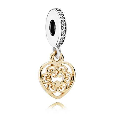 Pandora Gold Heart Dangle Charm actual image