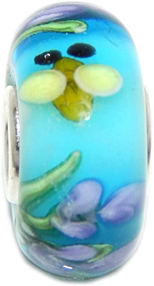 Pandora Green Honey Purple Glass Charm