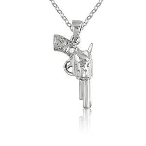 Pandora Hand Gun Necklace Charm actual image