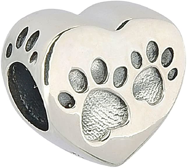 Pandora Heart Dog Paw Print Charm