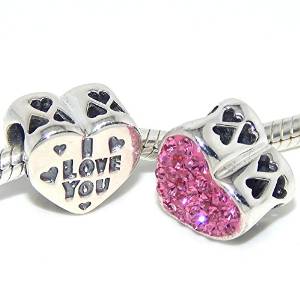 Pandora I Love You Heart With Pink CZ Stones Valentine Charm