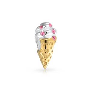 Pandora Ice Cream Cone Gold Vermeil Charm actual image