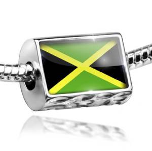 Pandora Jamaica Flag Photo Double Heart Charm