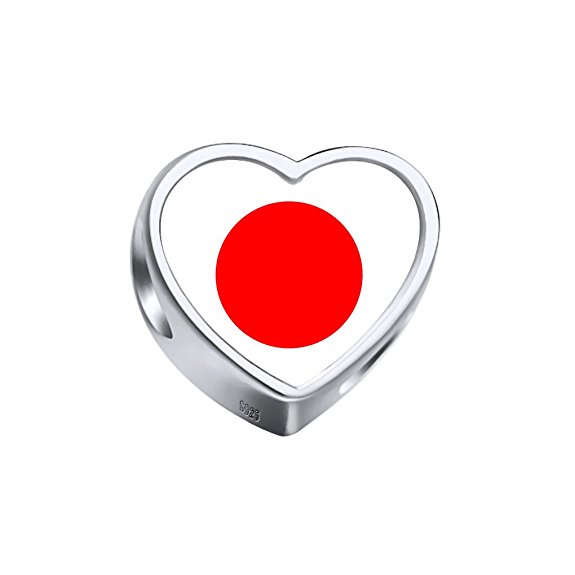 Pandora Japan Flag Heart Photo Charm