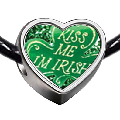 Pandora Kiss Me Im Irish Heart Photo Charm actual image