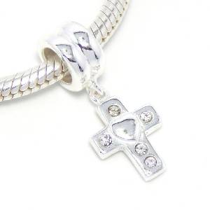 Pandora Large Clear 6 Stone Crystal Cross Charm actual image