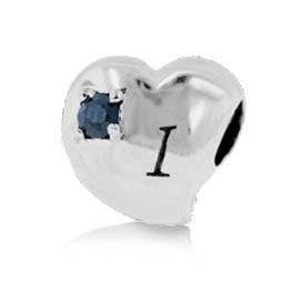 Pandora Letter I With Sapphire on Heart Charm actual image