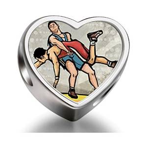 Pandora London 2012 Olympics Wrestling Heart Photo Charm actual image