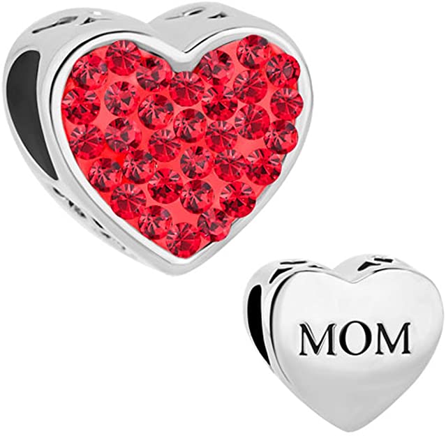 Pandora Mom With Red Crystal Heart Charm actual image