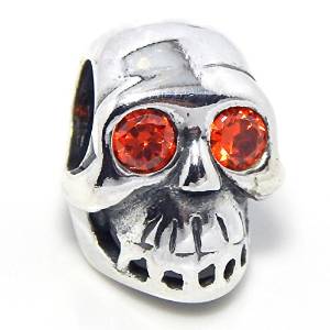 Pandora Moress Skull With Red Ruby Eyes Charm actual image