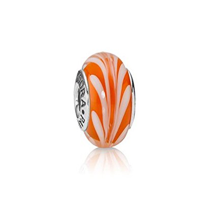 Pandora Orange Swirl Murano Glass Charm actual image