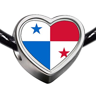Pandora Panama Flag Heart Photo Charm actual image