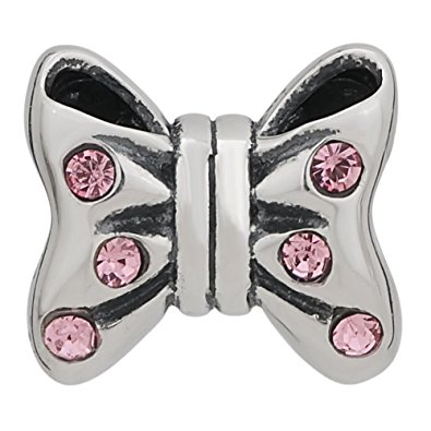 Pandora Pink Crystals Bow Charm actual image