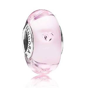 Pandora Pink Heart Murano Glass Bead actual image