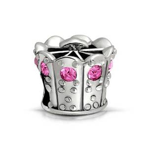 Pandora Princess Crown Charm With October Birthstone actual image