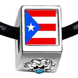 Pandora Puerto Rico Flag December Birthstone Photo Flower Charm actual image