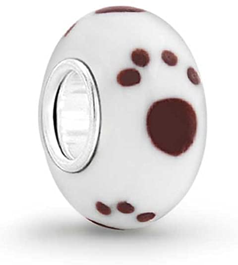 Pandora Puppy Dog Paw Print Glass Charm actual image