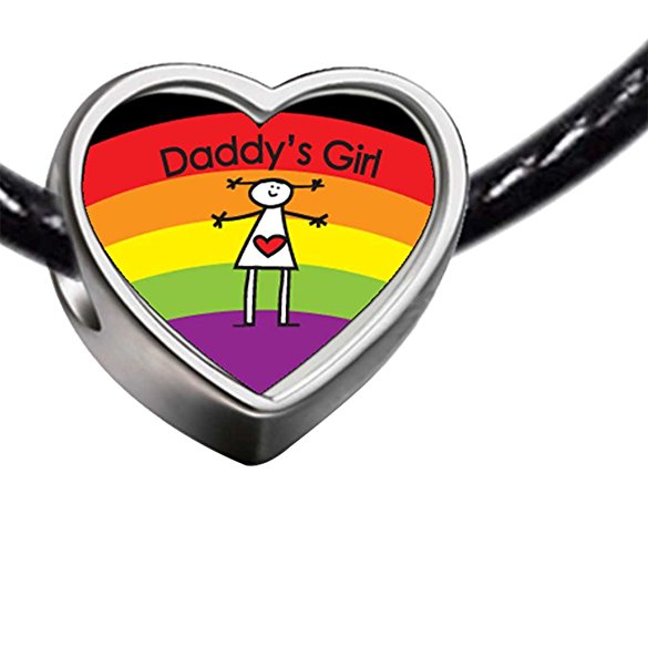 Pandora Rainbow Daddys Girl Heart Photo Charm actual image