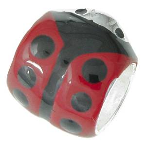 Pandora Red Black Enameled Ladybug Charm actual image