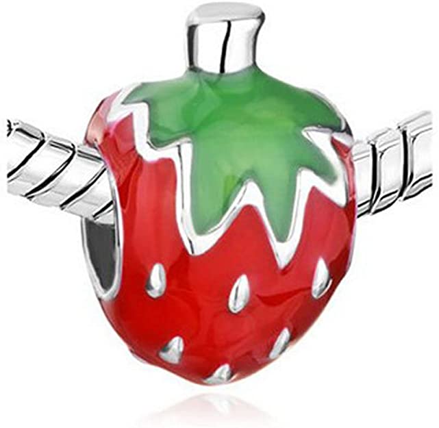 Pandora Red Strawberry With Green Leaves Charm actual image