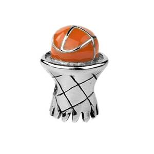 Pandora Silver Basketball With Enameled Hoop Charm