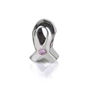 Pandora Silver Breast Cancer Awareness Ribbon With Pink CZ Charm actual image
