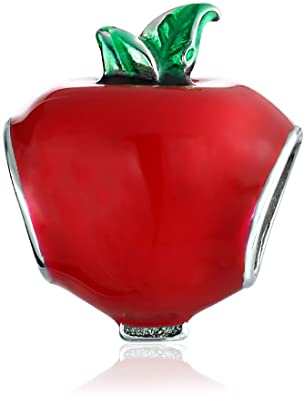 Pandora Silver Cute Red Enamel Apple Charm actual image