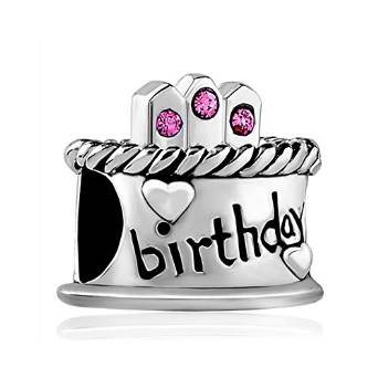 Pandora Silver Happy Birthday Cake Hot Pink CZ Charm actual image