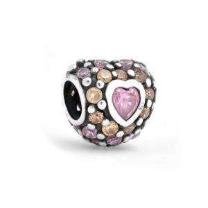 Pandora Silver Hearts With Pink CZ Charm actual image