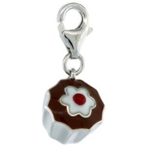 Pandora Silver Love With Chocolate Cupcake Clear Crystal Hanger Charm actual image