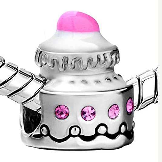 Pandora Silver Pink Enamel Cupcake Charm actual image
