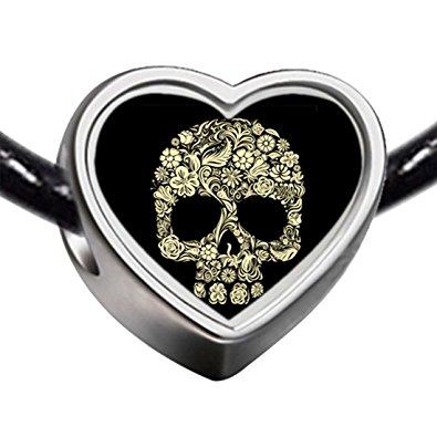 Pandora Smiley Halloween Skeleton Human Heart Photo Charm actual image