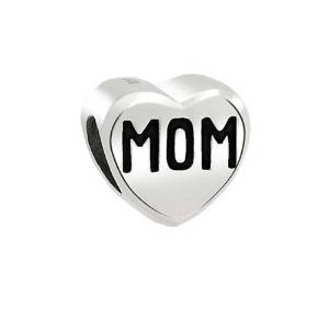 Pandora Stylish Heart MOM Words Charm actual image